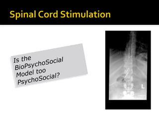 Is the
BioPsychoSocial
Model too
PsychoSocial?
Is the
BioPsychoSocial
Model too
PsychoSocial?
 