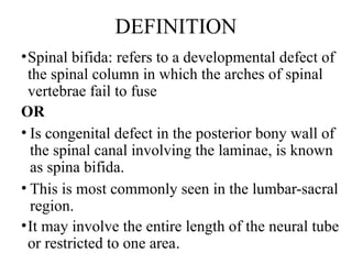 Spinal Defet SPINAL DEFECT of baby when they are born | PPTX
