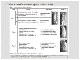 • GATA* Classification for spinal tuberculosis:
International Orthopaedics (SICOT) (2008) 32:127–133
 