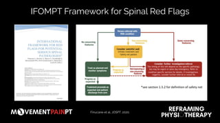 IFOMPT Framework for Spinal Red Flags
Finucane et al, JOSPT. 2020.
 