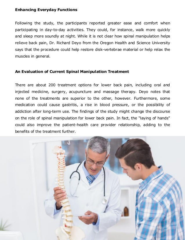 Spinal Manipulation Therapy Provides Modest Improvement to Back Pain