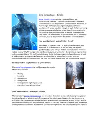 Spinal Stenosis Causes