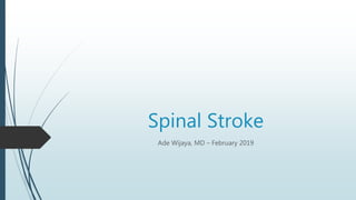 Spinal Stroke
Ade Wijaya, MD – February 2019
 