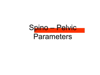 Spino – Pelvic
Parameters
 
