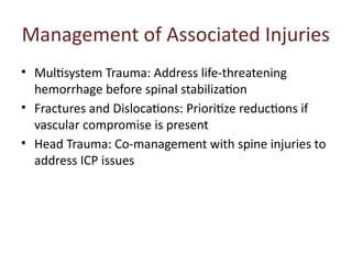 Comprehensive Overview of Spine and Spinal Cord Trauma Management | PPTX