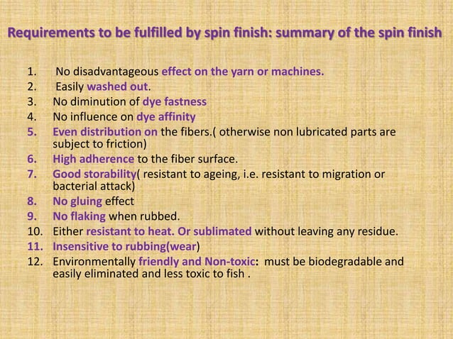 Spin finishes and Blending | PPTX