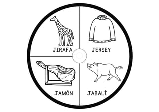 JERSEY
JABALÍ
JAMÓN
JIRAFA
 