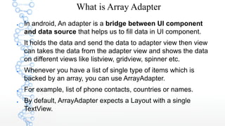 android gridview arrayadapter guide | pdf | array data... Comprehensive Guide to Implementing Spinners in Android Apps | PDF