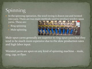 Spinning of worsted yarn | PPTX