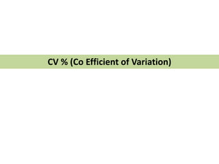 CV % (Co Efficient of Variation)
 