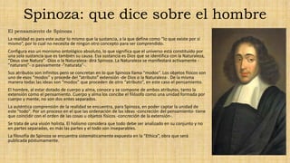 El pensamiento de Baruch Spinoza: la evolución del hombre | PPTX