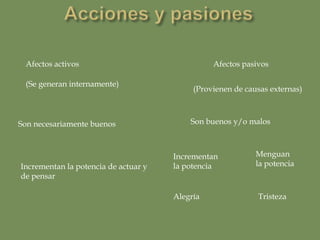 El paralelismo cuerpo/menteTesis del paralelismo extensión/pensamiento y cuerpo/menteAtributos de una sola sustancia, conectados en paralelo, inseparablemente unidos. Ni el cuerpo (cerebro) causa la mente, ni la mente se inventa lo corpóreo (lo reconstituye o construye a partir de la sensibilidad). La explicación mecanicista de la mente como idea del cuerpo adelanta las hipótesis contemporáneas del mapeo neural del cuerpo. 