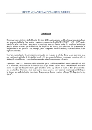 Spinoza y su aporte al pensamiento jurídico | PDF
