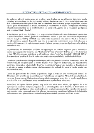 Spinoza y su aporte al pensamiento jurídico | PDF