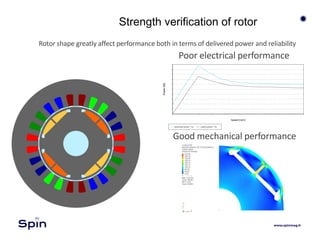Strength verification of rotor
Rotor shape greatly affect performance both in terms of delivered power and reliability
Poor electrical performance
Good mechanical performance
 