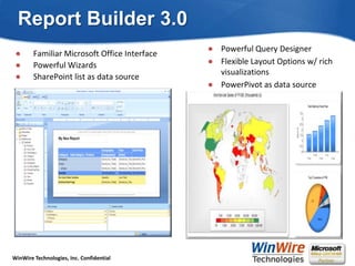 Report Builder 3.0 <br />Powerful Query Designer<br />Flexible Layout Options w/ rich visualizations<br />PowerPivot as da...