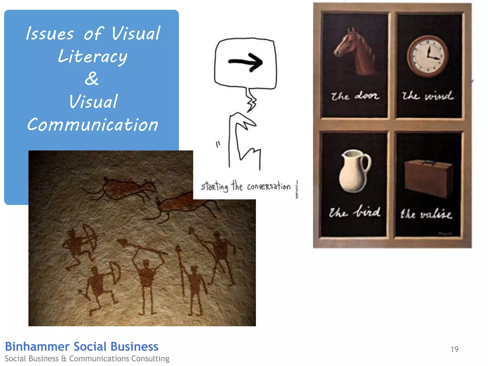 19Binhammer Social Business
Social Business & Communications Consulting
Issues of Visual
Literacy
&
Visual
Communication
 