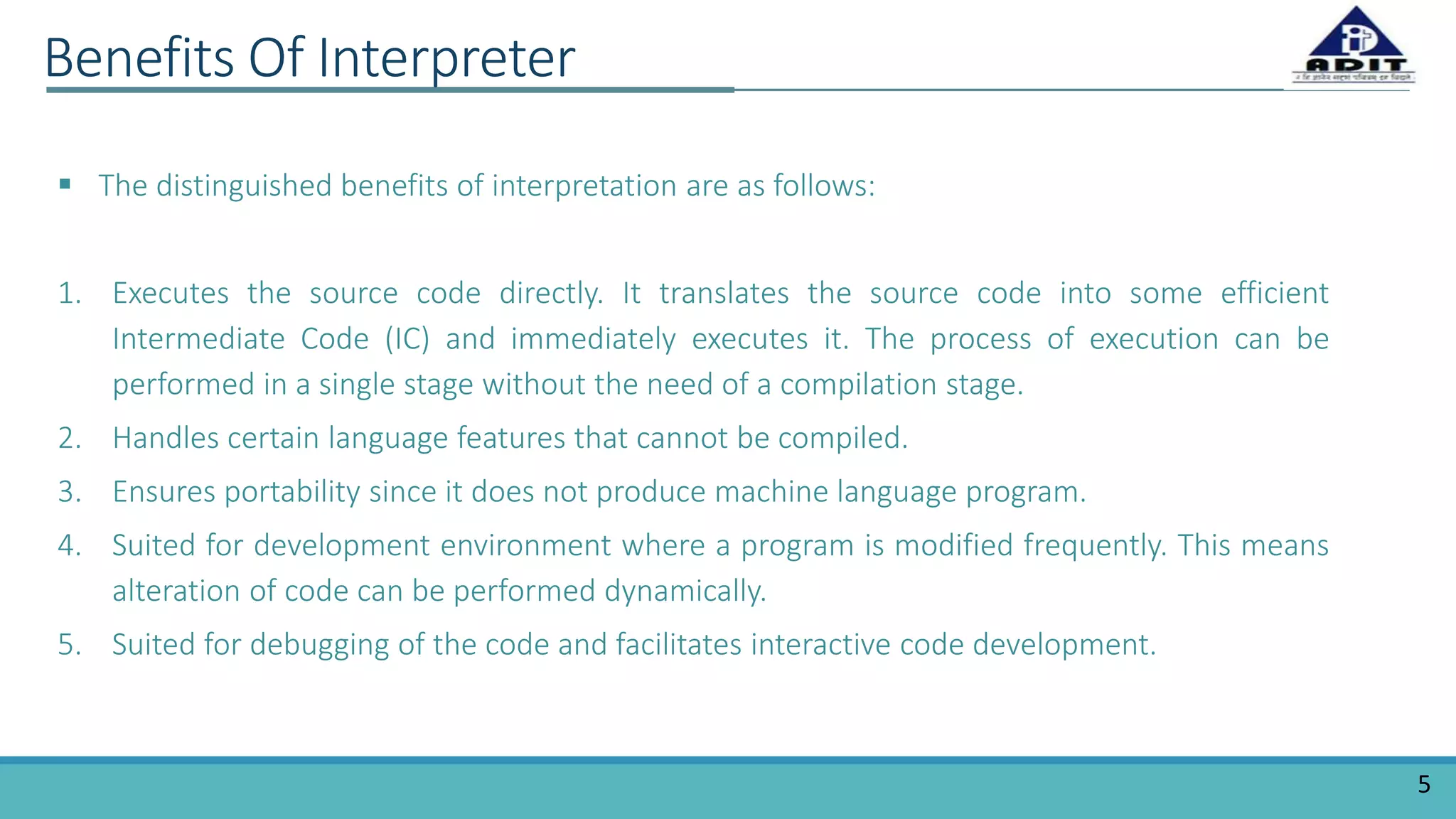 Interpreter | PPTX | Programming Languages | Computing
