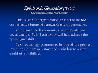 Spintronic Generators Spintronic generator slides for indiegogo campaign 11 03-14 ( (1) | PPT
