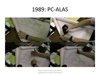 1989: PC-ALAS




  How to improve information flow in
                                         18
  organizations (c) 2011 Clay Spinuzzi
 