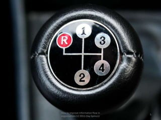 How to improve information flow in
                                       5
organizations (c) 2011 Clay Spinuzzi
 