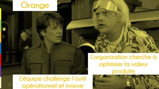 L’organisation cherche à
optimiser la valeur
produite
L’équipe challenge l’outil
opérationnel et innove
Orange
 