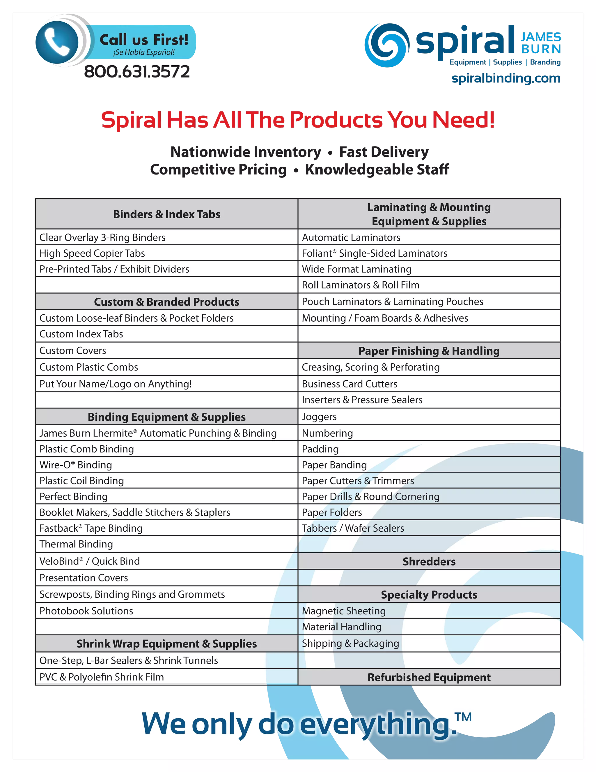 Spiral Line Card 2012 | PDF
