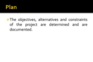 The objectives, alternatives and constraints 
of the project are determined and are 
documented. 
 