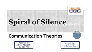 Communication Theories
Presented by:
Attroba Adan (001)
BS. MCM (VII)
Presented to:
Sir Kamran Khan
 