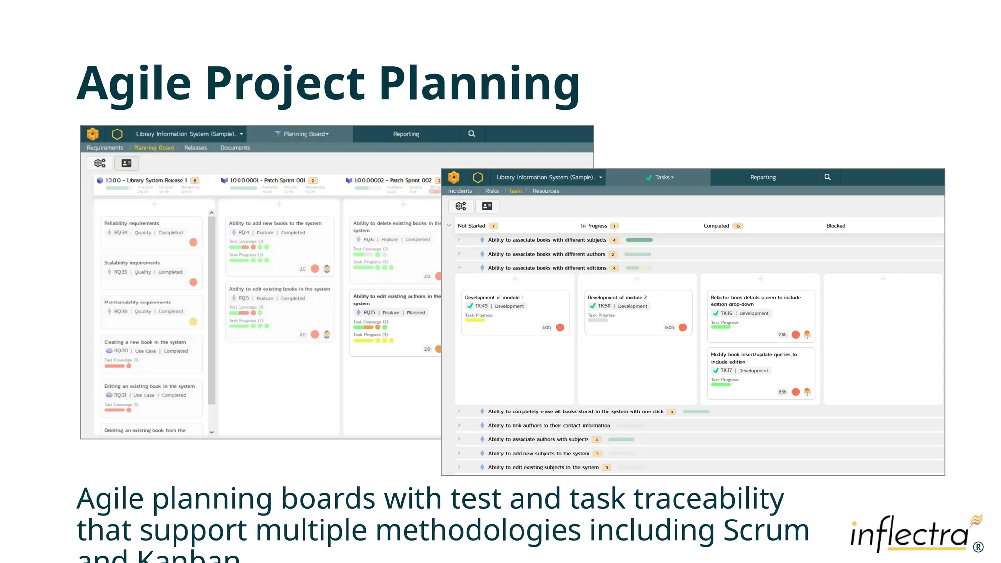®
®
Agile Project Planning
Agile planning boards with test and task traceability
that support multiple methodologies including Scrum
 