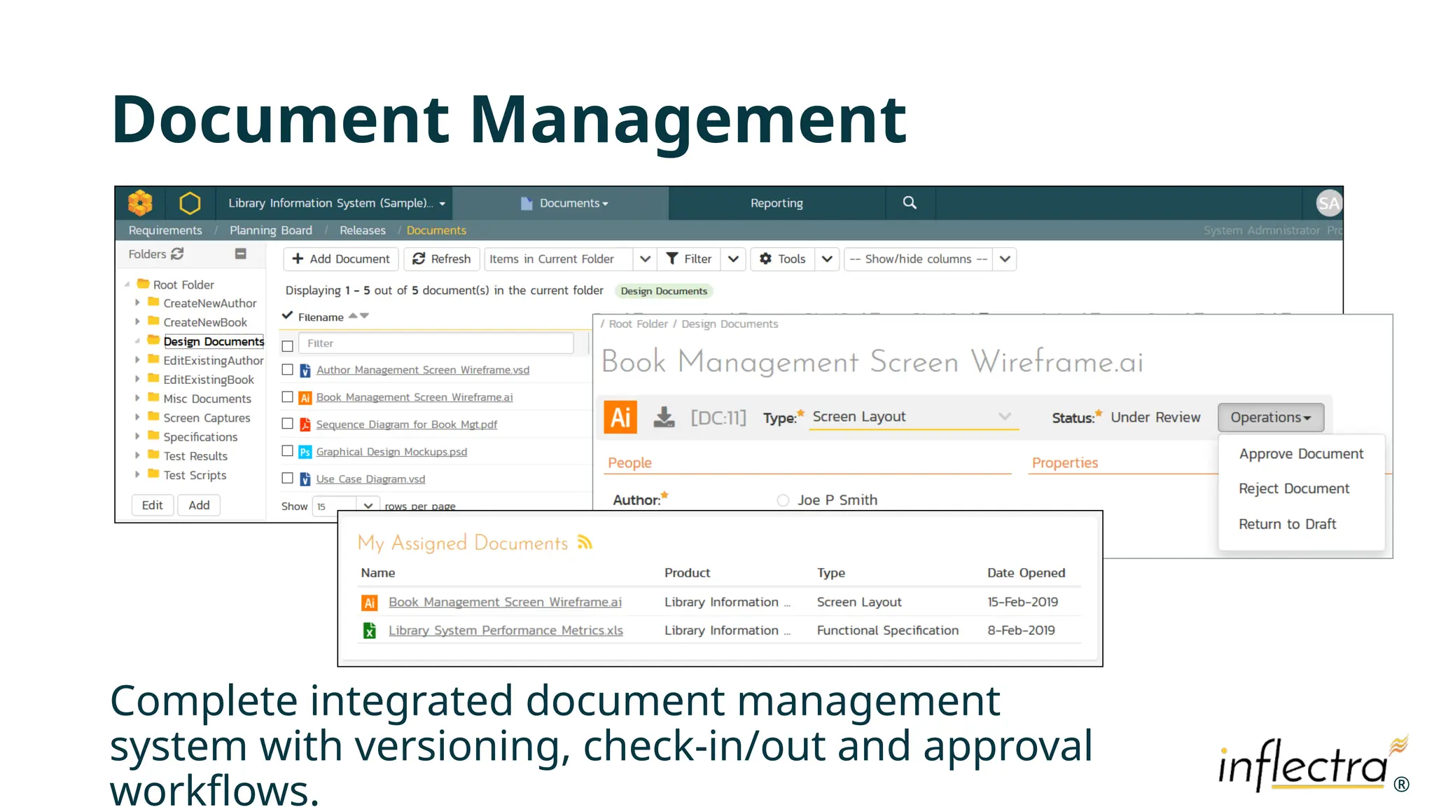 ®
®
Document Management
Complete integrated document management
system with versioning, check-in/out and approval
workflows.
 