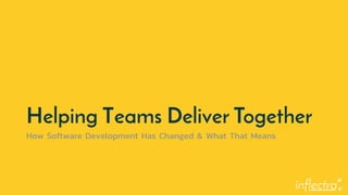 ®
Helping Teams Deliver Together
How Software Development Has Changed & What That Means
 