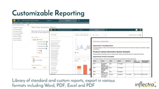 ®
®
Customizable Reporting
Library of standard and custom reports, export in various
formats including Word, PDF, Excel and PDF
 