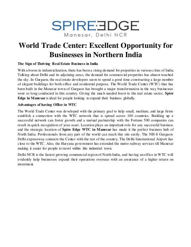 WTC Gurgaon: The World-Class Commercial Possibility for India