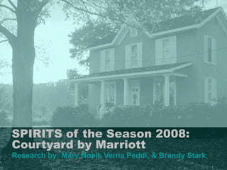 SPIRITS of the Season 2008:  Courtyard by Marriott Research by: Mary Noell, Verna Peddi, & Brandy Stark  