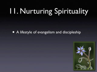 11. Nurturing Spirituality

 • A lifestyle of evangelism and discipleship
 