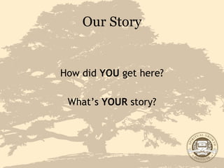 Our Story How did  YOU  get here? What’s  YOUR  story? 