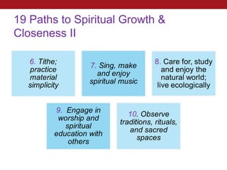 19 Paths to Spiritual Growth &
Closeness II
 