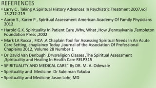 Spirituality and religion in health care | PPTX