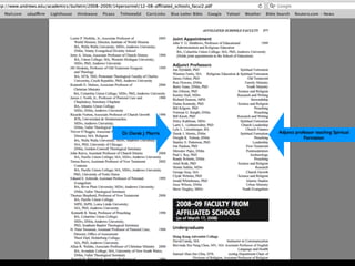 Dr. Derek J. Morris   Adjunct professor teaching Spiritual
                                  Formation
 