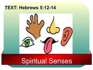 TEXT: Hebrews 5:12-14 
Spiritual Senses 
 