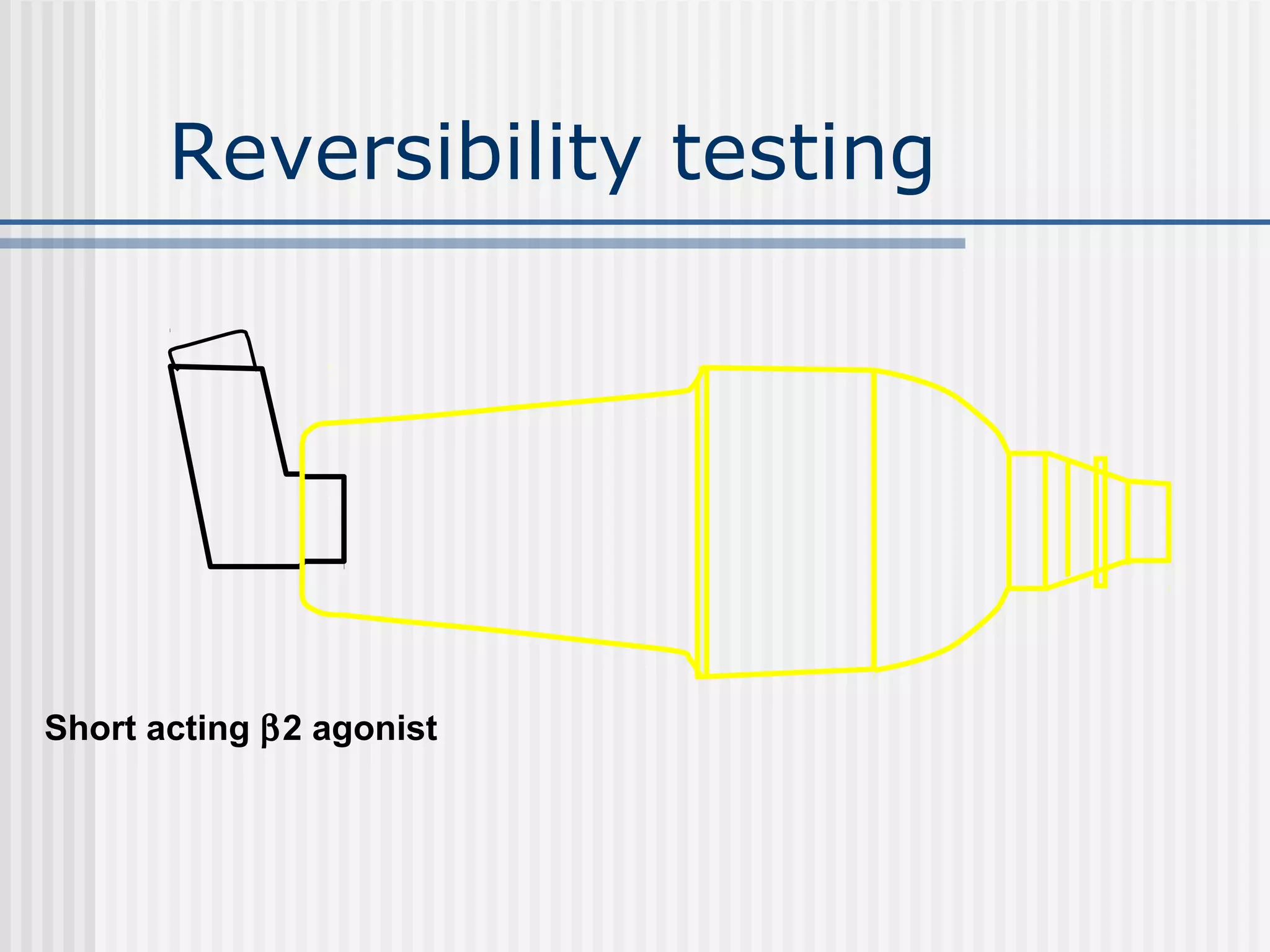 Reversibility testing
Short acting β2 agonist
 