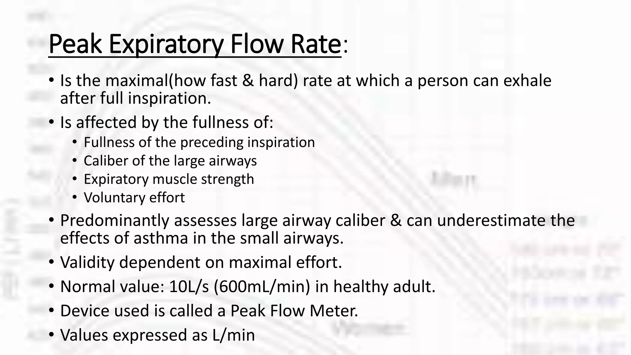 Spirometry vs Peak expiratory flow rate PPT