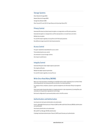 Bloombase Spitfire StoreSafe Security Server Specifications | PDF