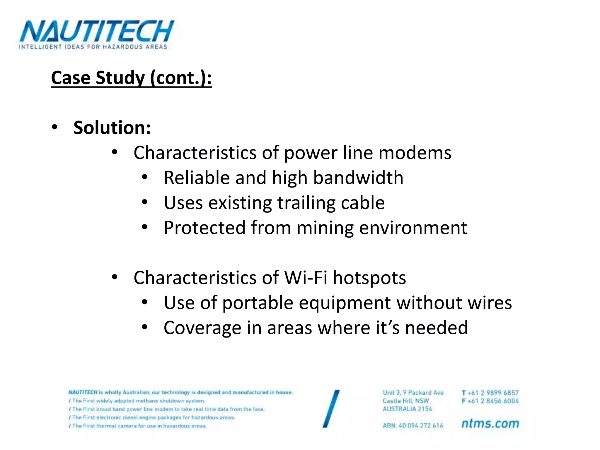Underground Mining Communications using Broadband Power Line Modems | PPTX