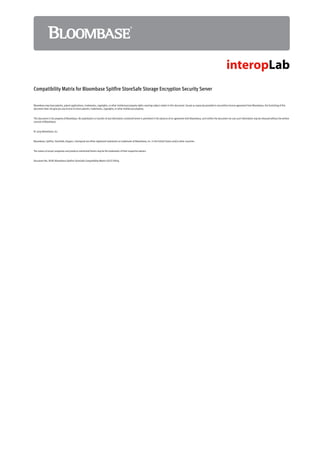 Bloombase Spitfire StoreSafe Security Server Compatibility Matrix | PDF