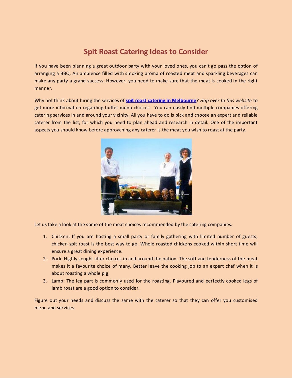 Spit roast catering melbourne