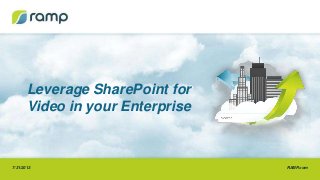 RAMP.com7/31/2013
Leverage SharePoint for
Video in your Enterprise
 