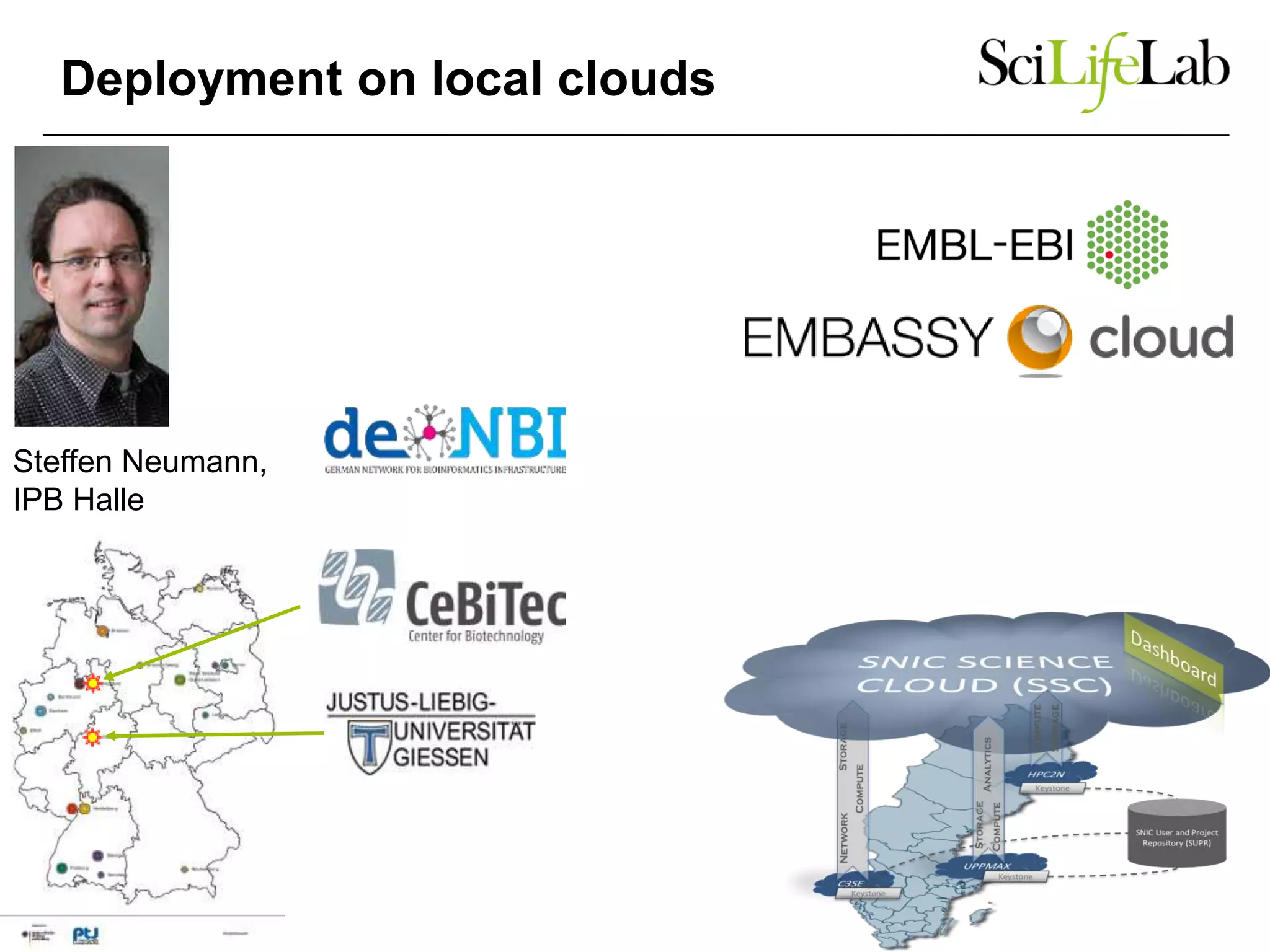 Deployment on local clouds
Steffen Neumann,
IPB Halle
 