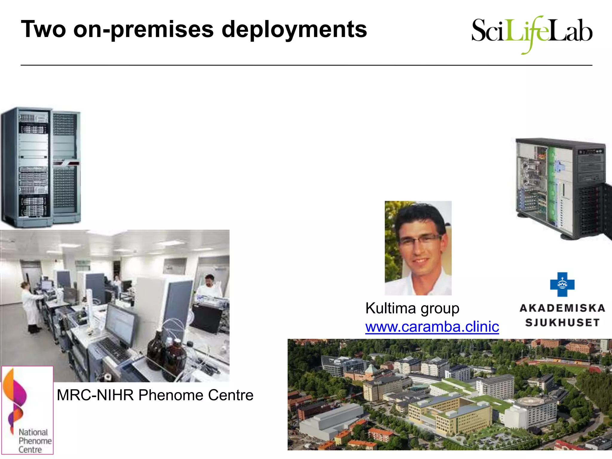 Two on-premises deployments
MRC-NIHR Phenome Centre
Kultima group
www.caramba.clinic
 